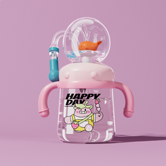 Bouteille d'eau fontaine de plongée pour enfants motif baleine - Gobelet antifuite en Tritan (Diverses tailles et couleurs)