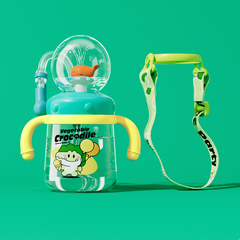 Bouteille d'eau fontaine de plongée pour enfants motif baleine - Gobelet antifuite en Tritan (Diverses tailles et couleurs)