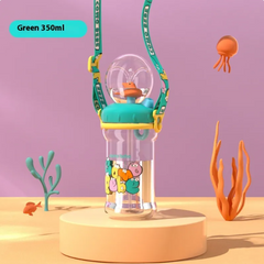 Bouteille d'eau fontaine de plongée pour enfants motif baleine - Gobelet antifuite en Tritan (Diverses tailles et couleurs)