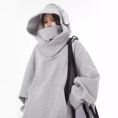 Weiter Hoodie mit hohem Kragen und Fleecefutter