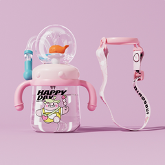 Bouteille d'eau fontaine de plongée pour enfants motif baleine - Gobelet antifuite en Tritan (Diverses tailles et couleurs)